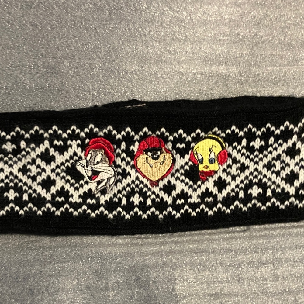 Black and White Looney Tunes Character Knit Vintage Headband